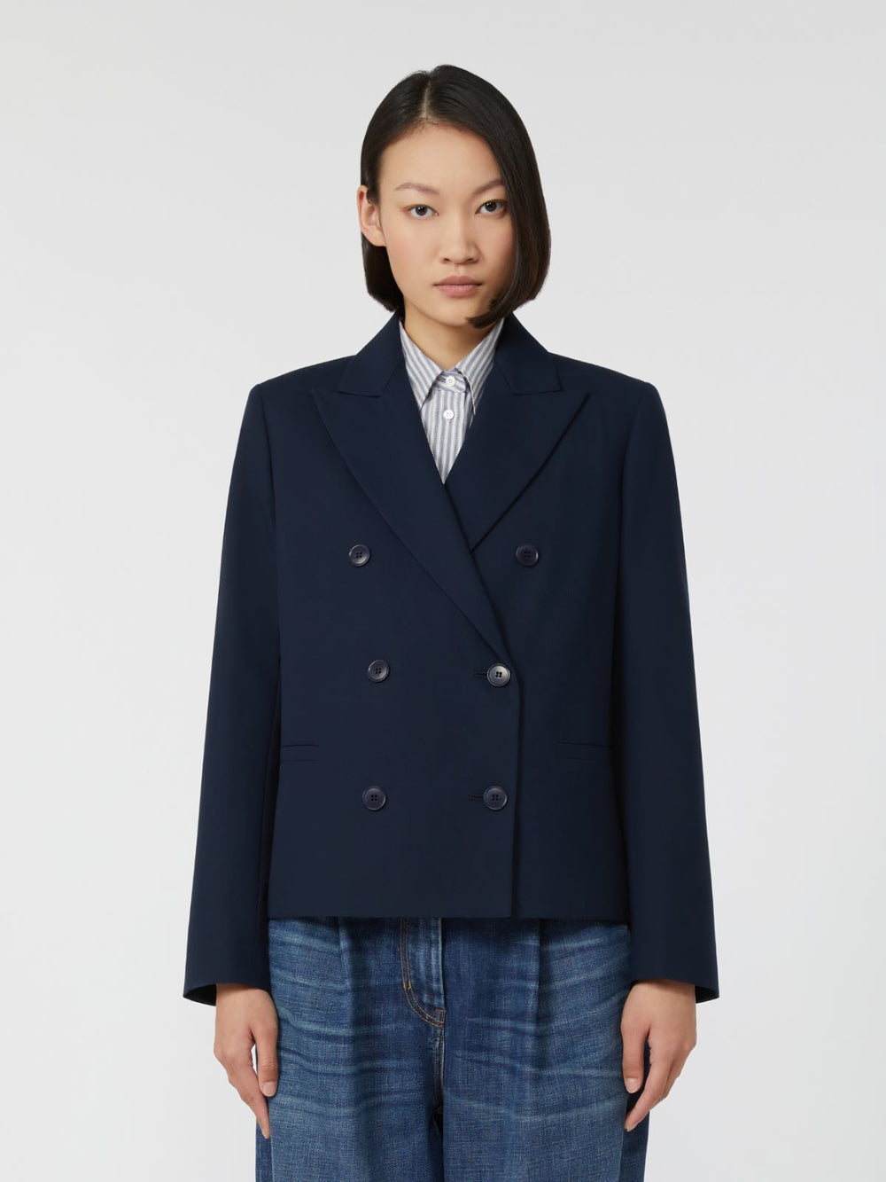 Double-breasted gabardine jacket - Navy