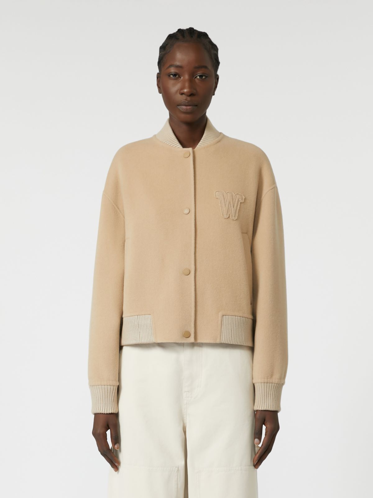 Wool-blend bomber jacket - Camel