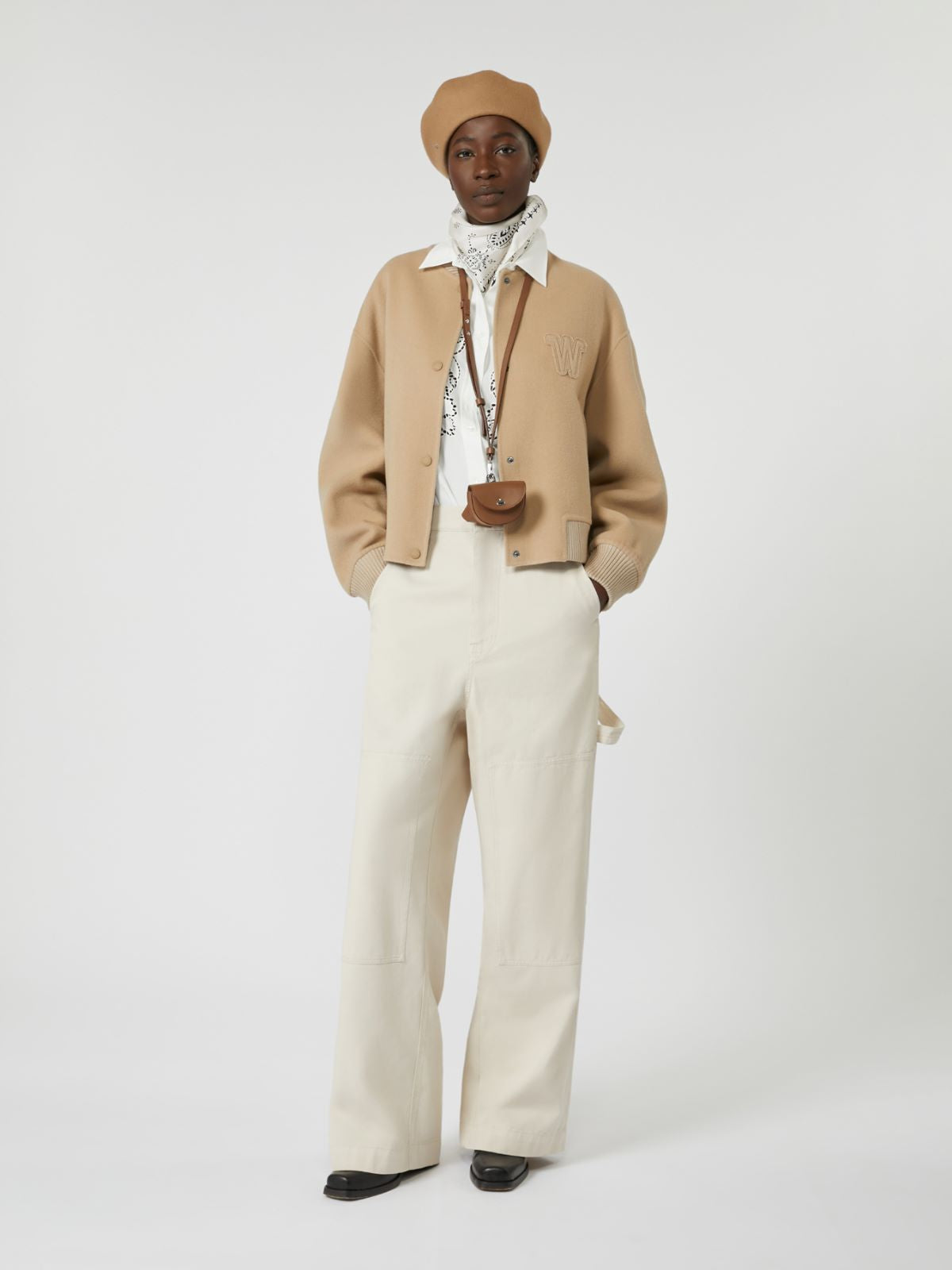 Wool-blend bomber jacket - Camel