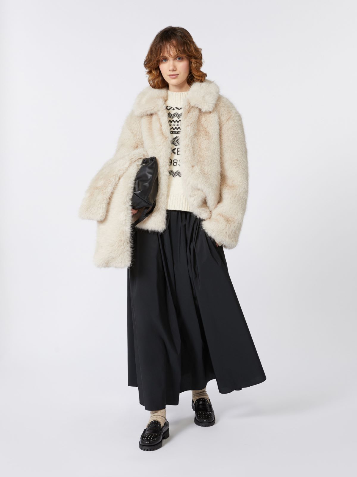 Soft-feel cropped jacket - Beige