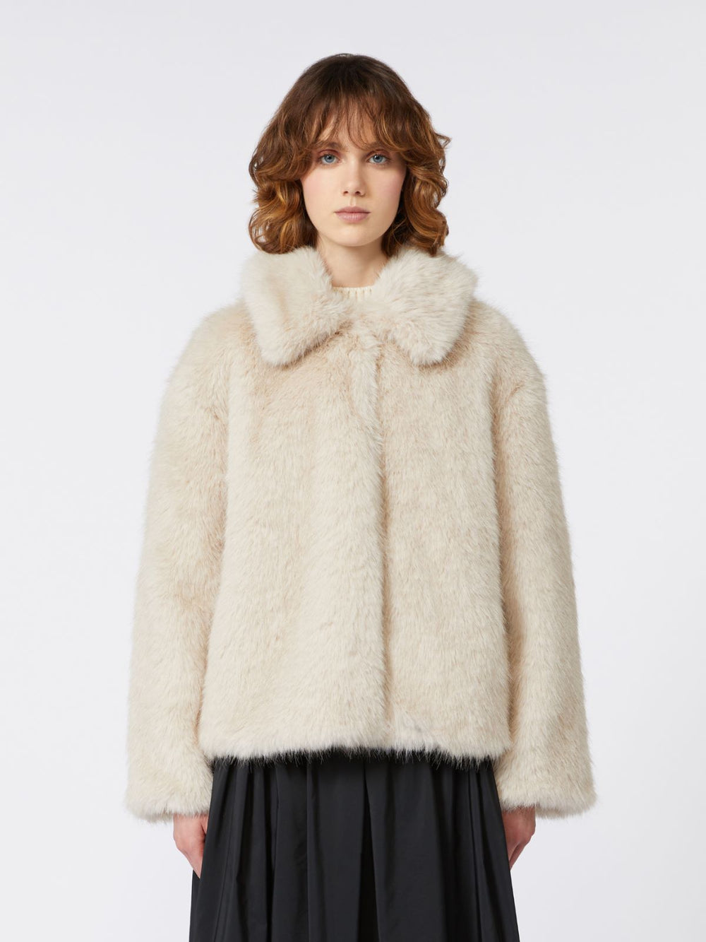 Soft-feel cropped jacket - Beige