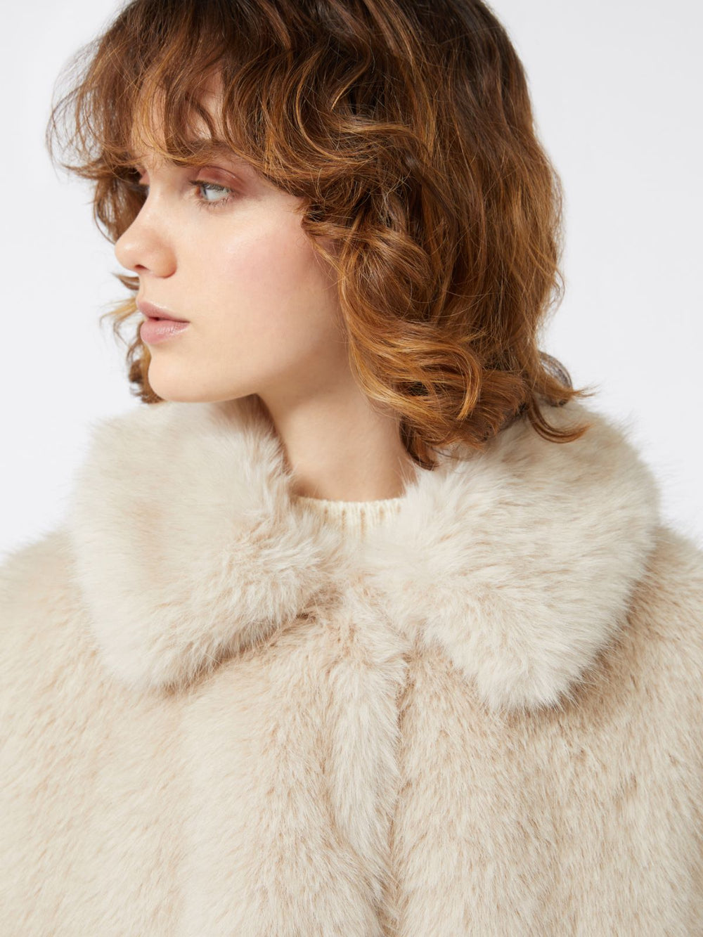 Soft-feel cropped jacket - Beige