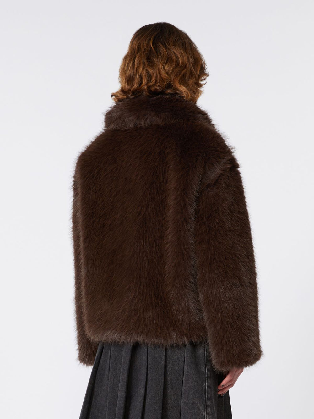 Soft-feel cropped jacket - Dark bown