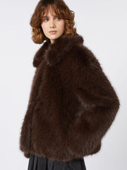 Soft-feel cropped jacket - Dark bown