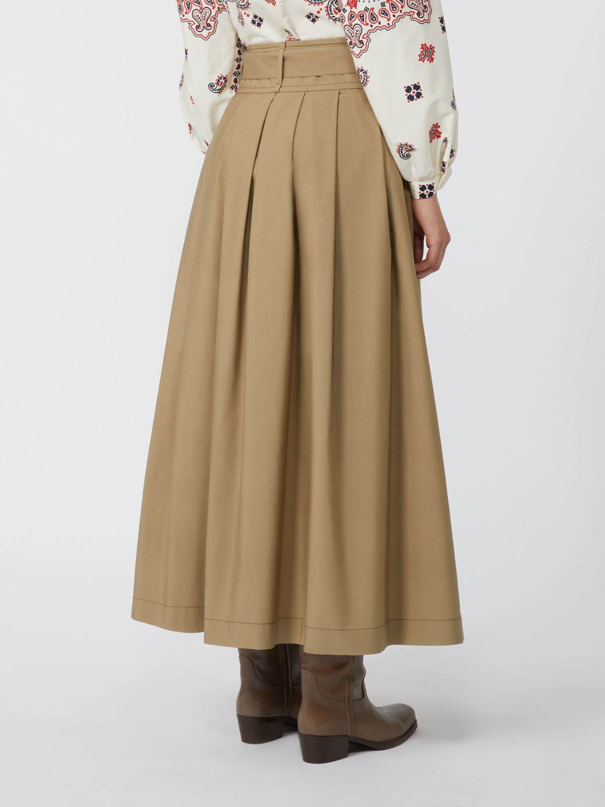 Pleated cotton skirt - Desert