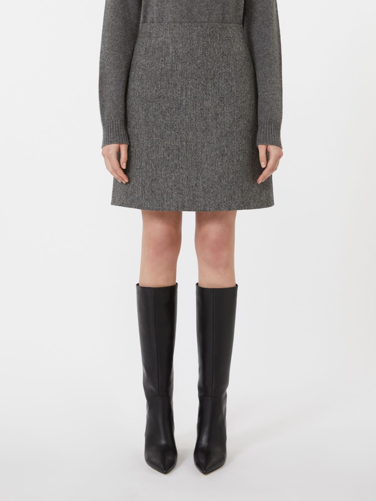 Chevron wool skirt - Dark grey