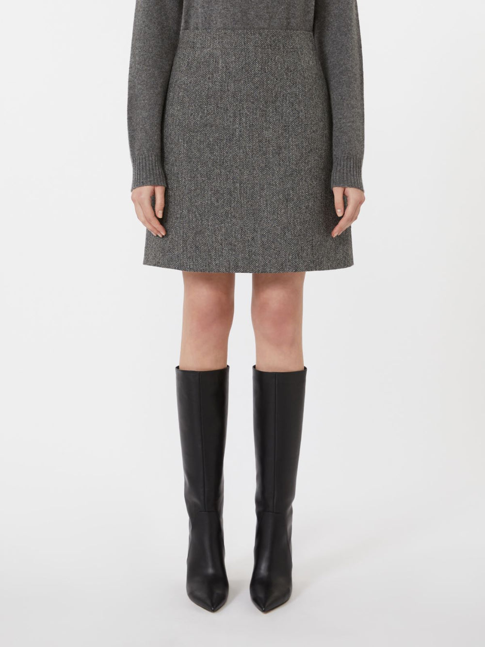 Chevron wool skirt - Dark grey