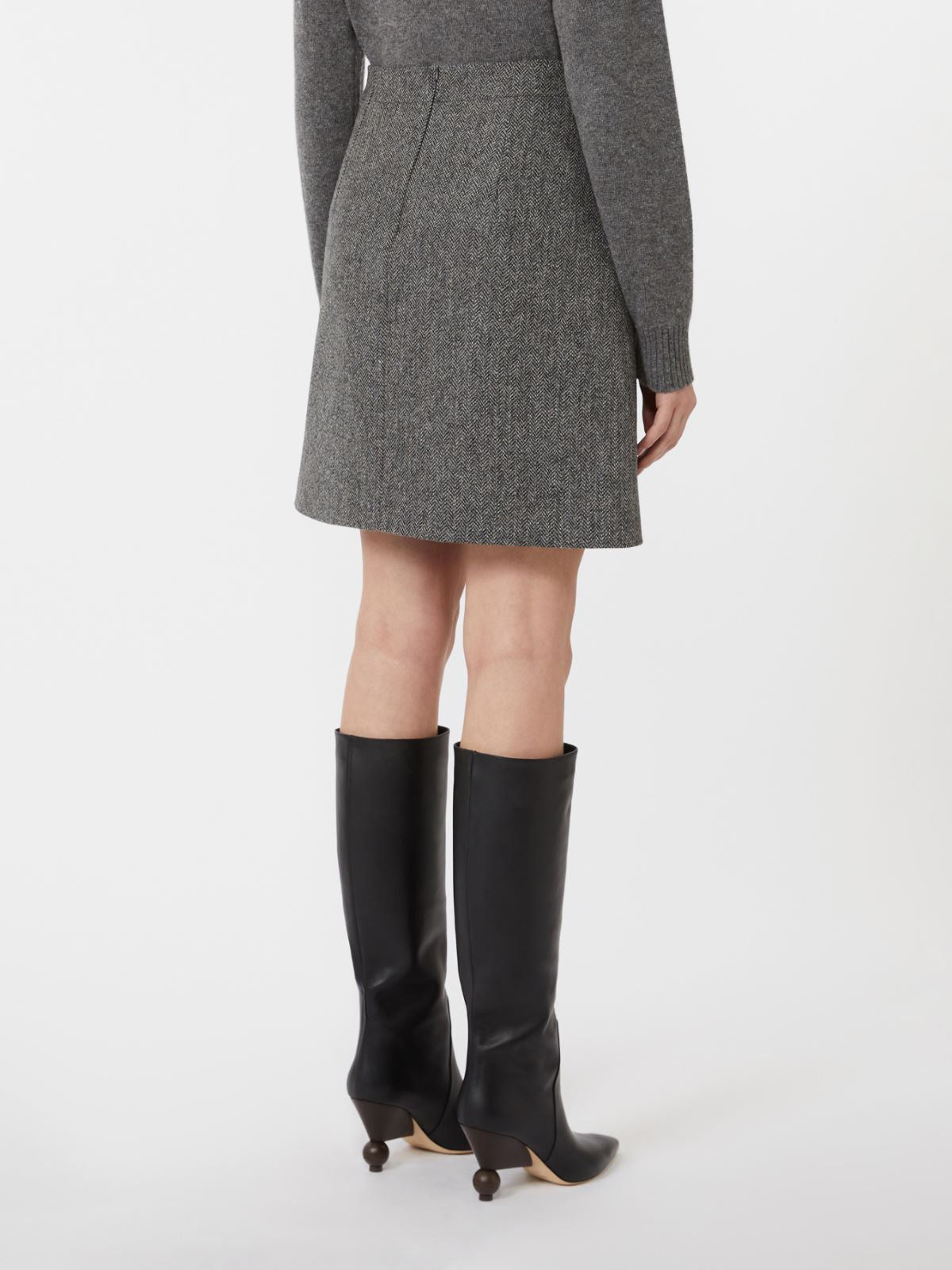 Chevron wool skirt - Dark grey