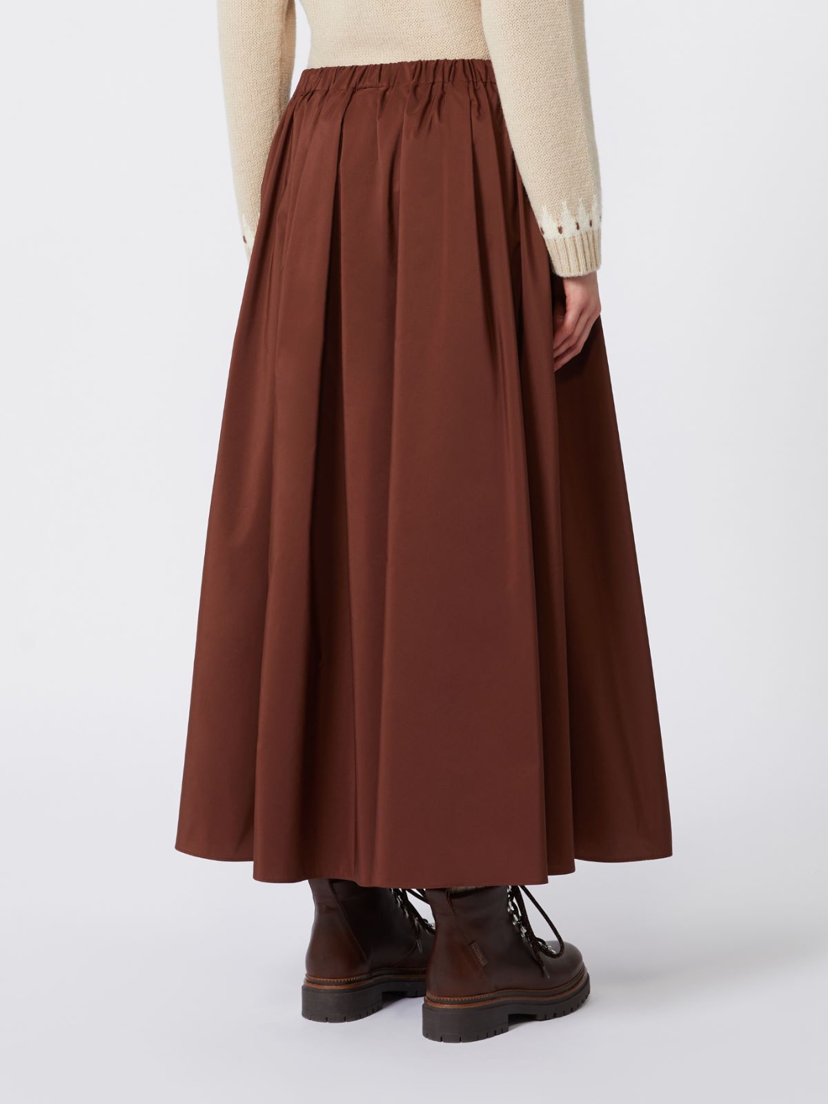 Long taffeta skirt - Dark brown