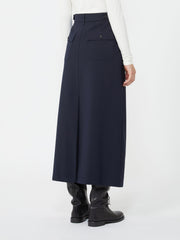Long wool blend skirt - Navy