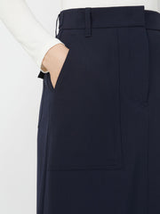 Long wool blend skirt - Navy
