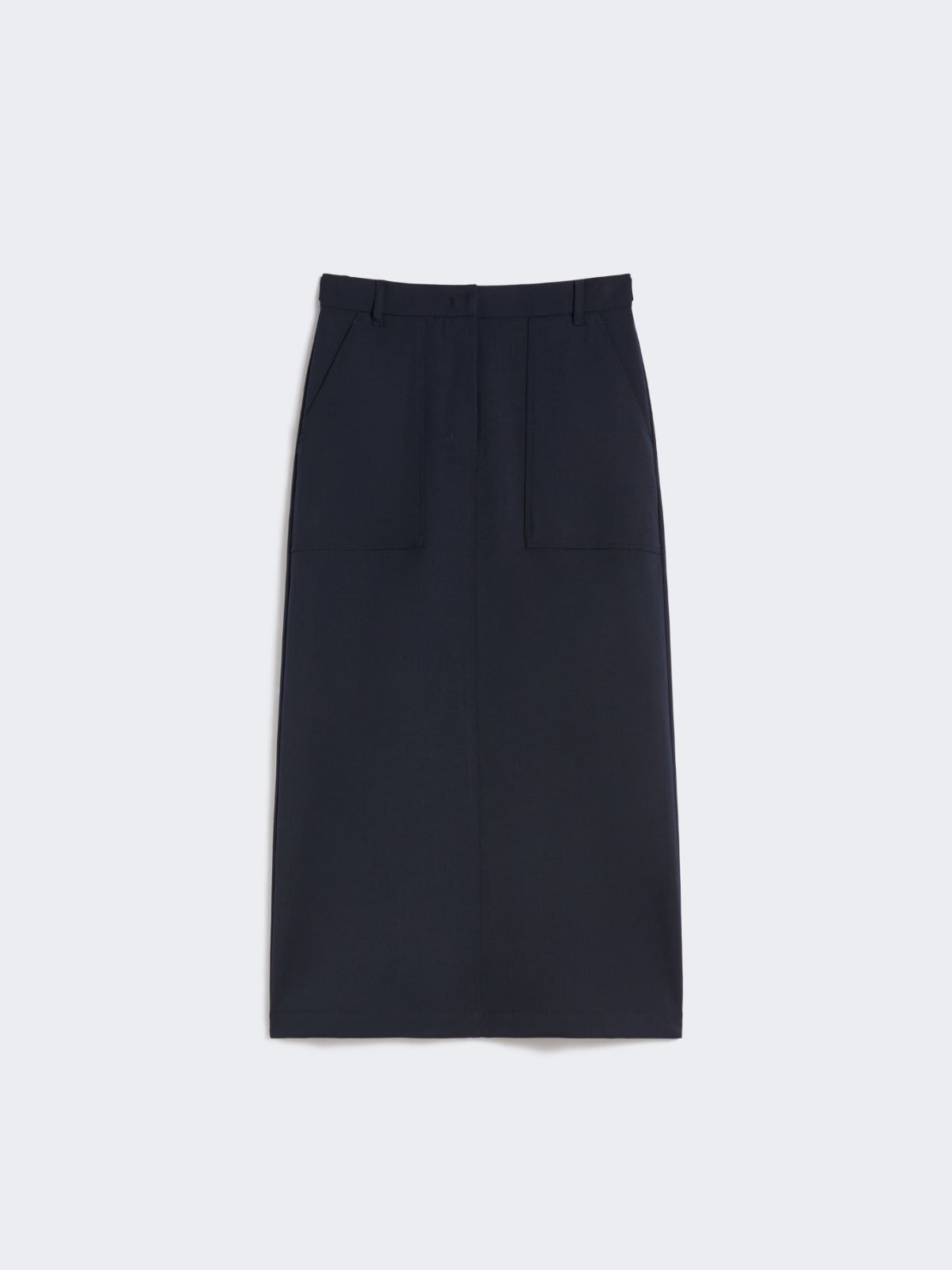 Long wool blend skirt - Navy