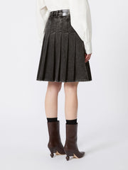 Pleated denim skirt - Black