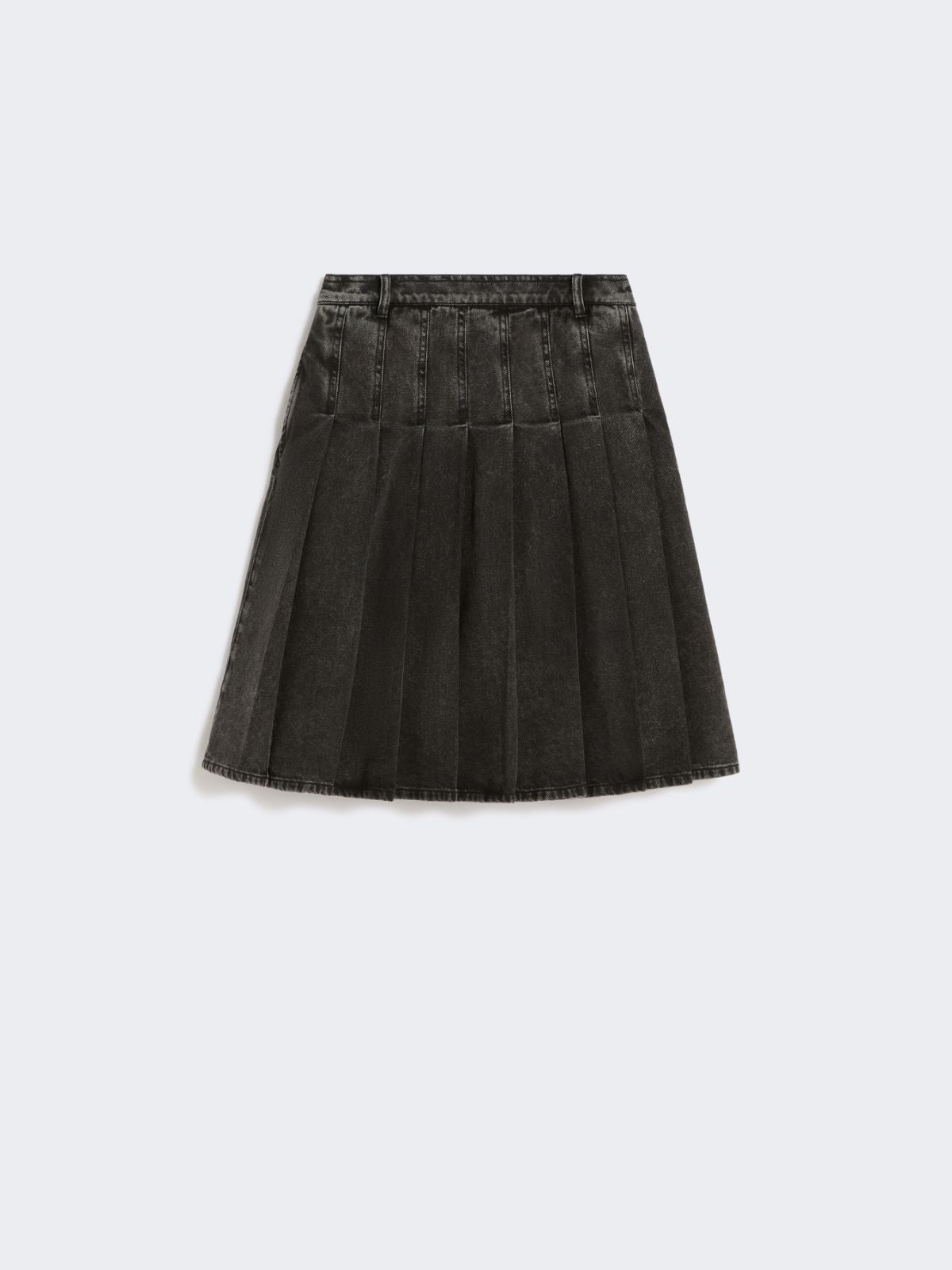 Pleated denim skirt - Black