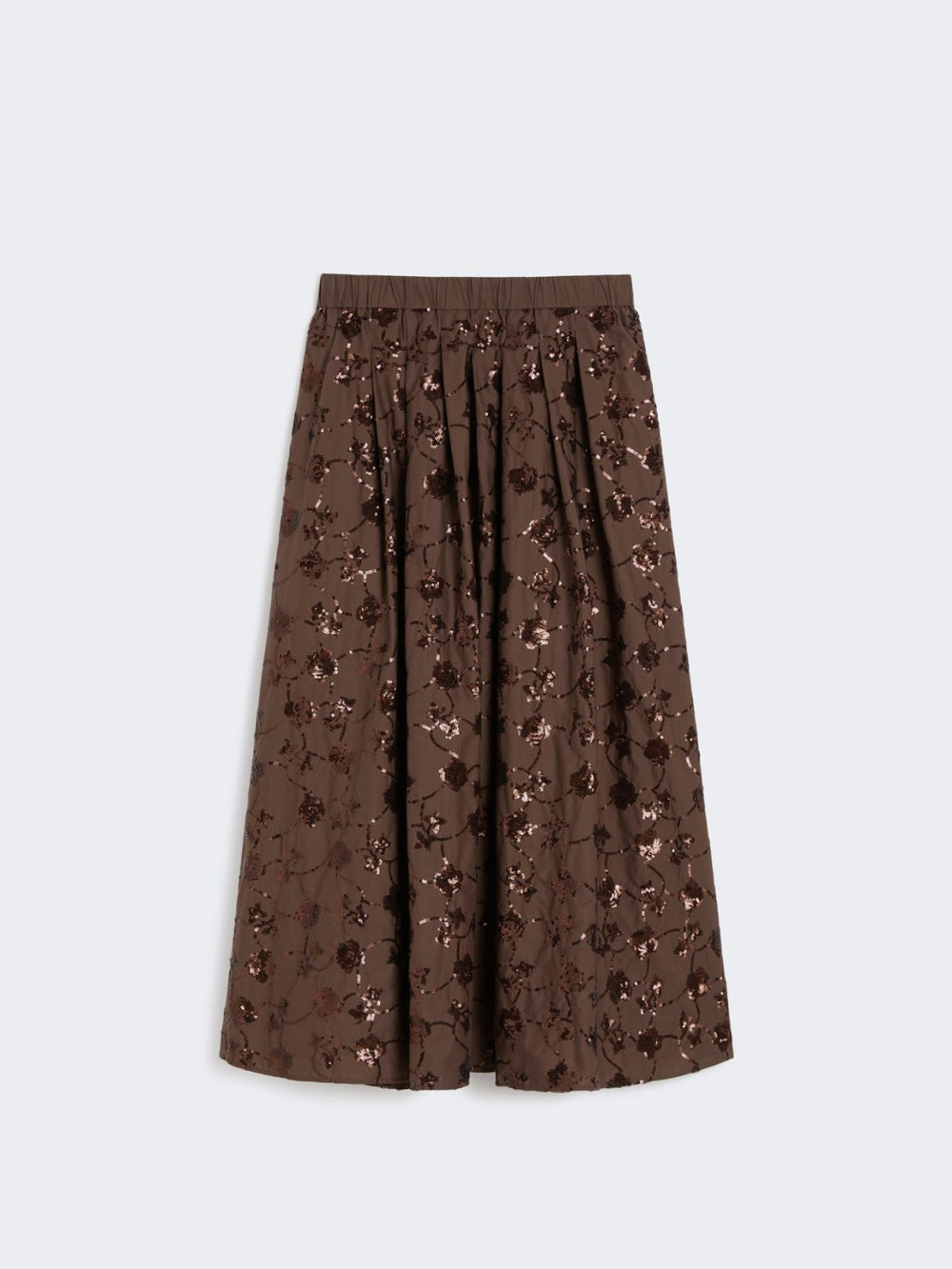Sequinned cotton skirt - Chocolate