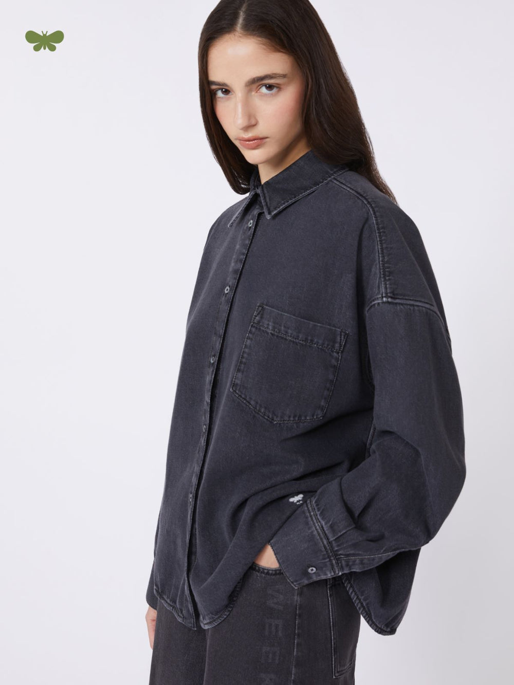 Cotton denim shirt - Black