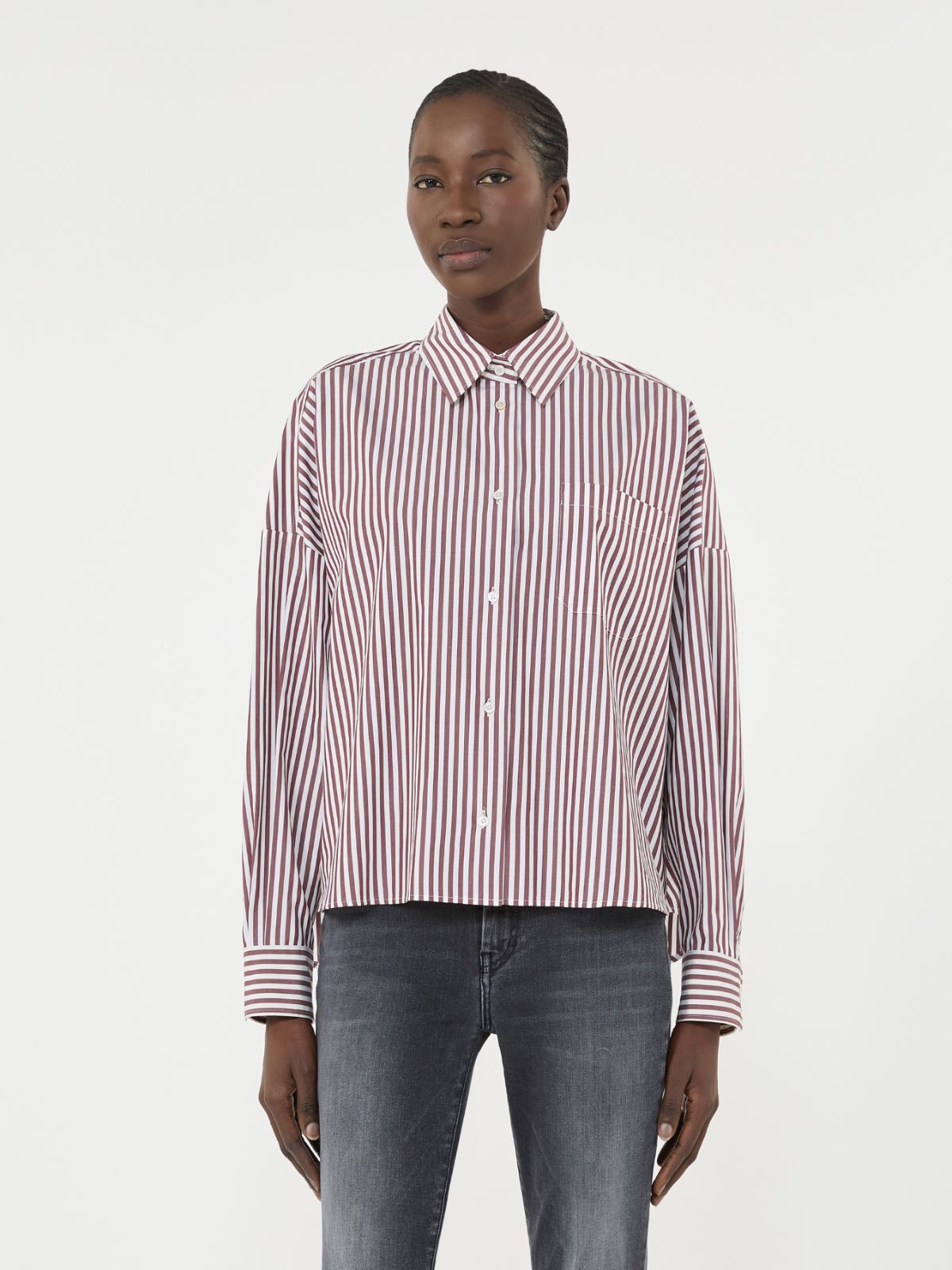 Oversized cotton shirt - Bordeaux