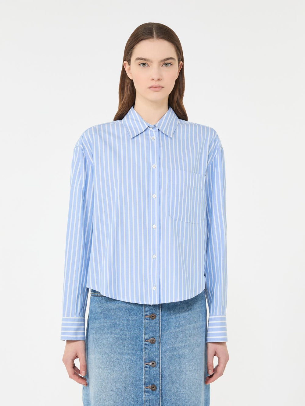 Striped cotton Oxford shirt - Light blue