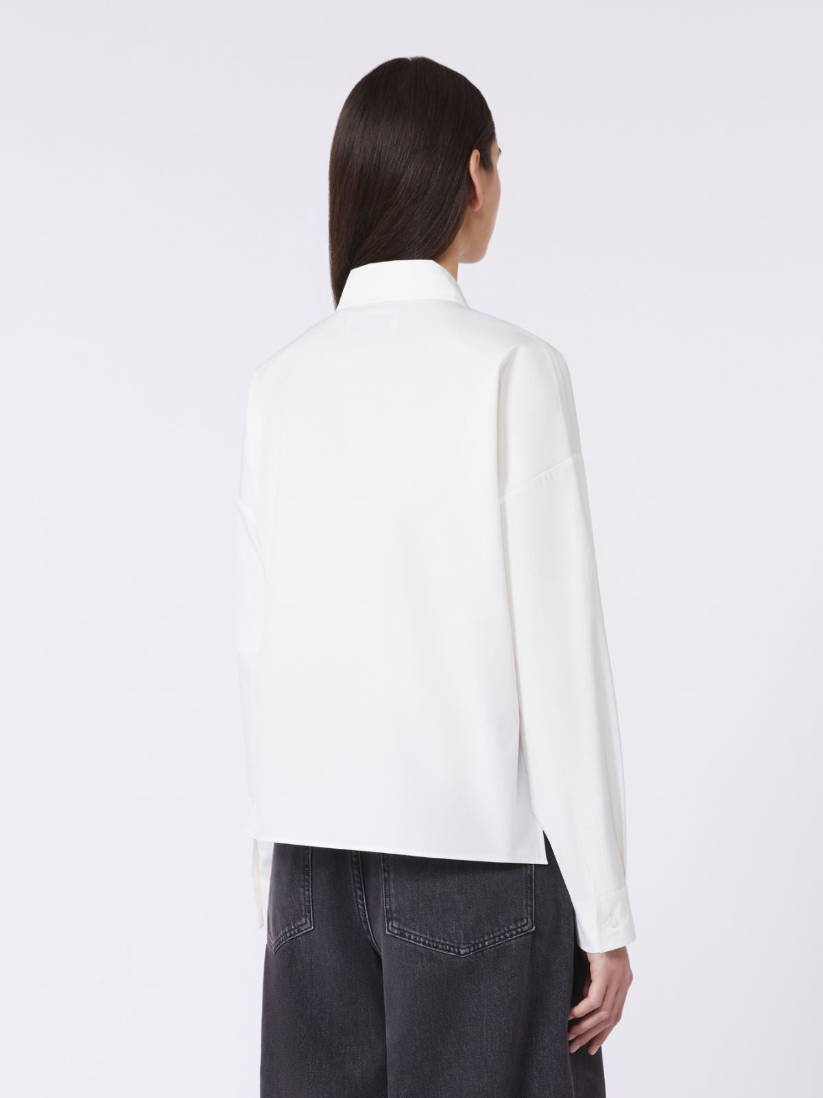 Asymmetrical washed cotton shirt - White