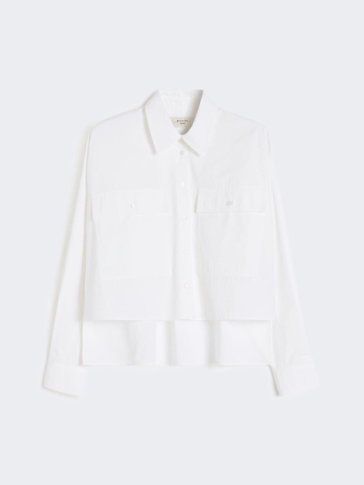 Asymmetrical washed cotton shirt - White