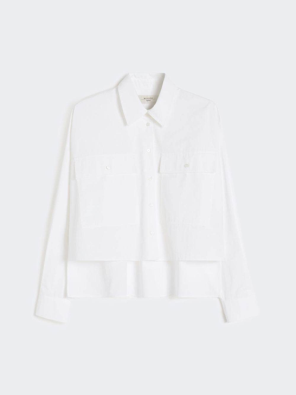 Asymmetrical washed cotton shirt - White