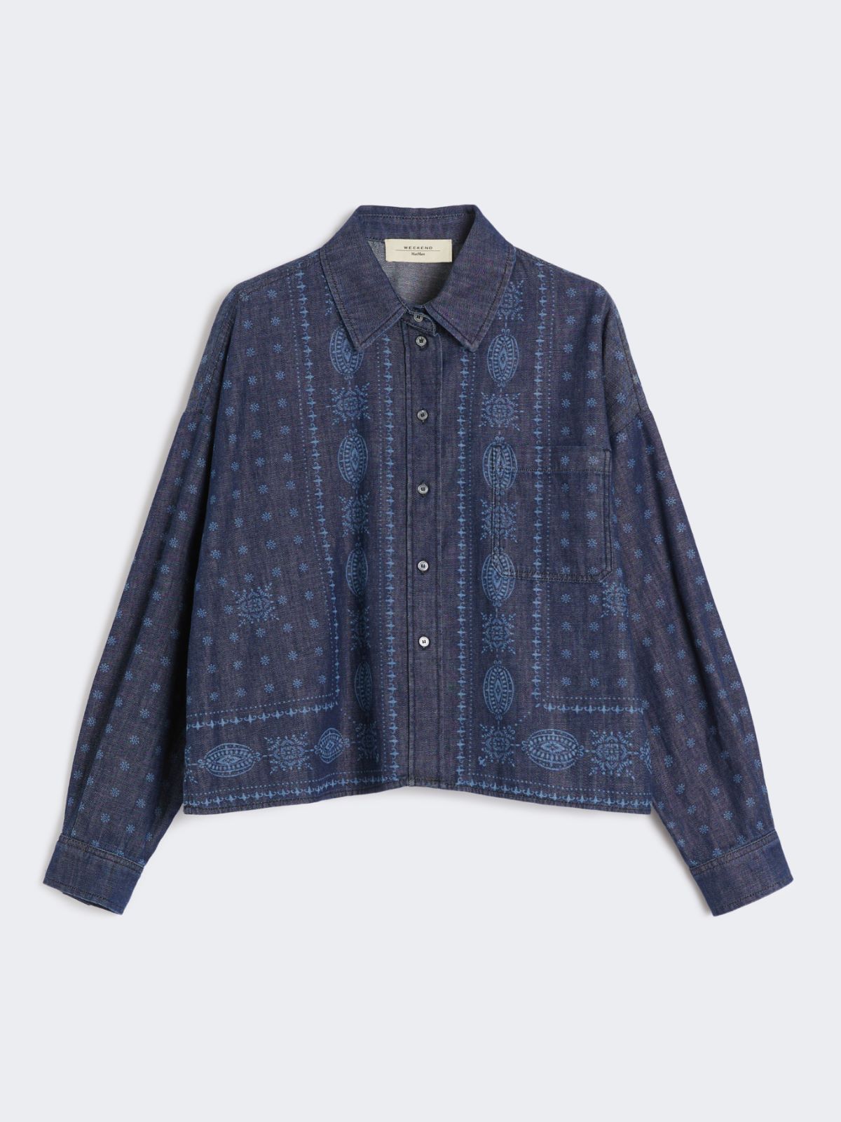 Laser-cut denim shirt - Navy