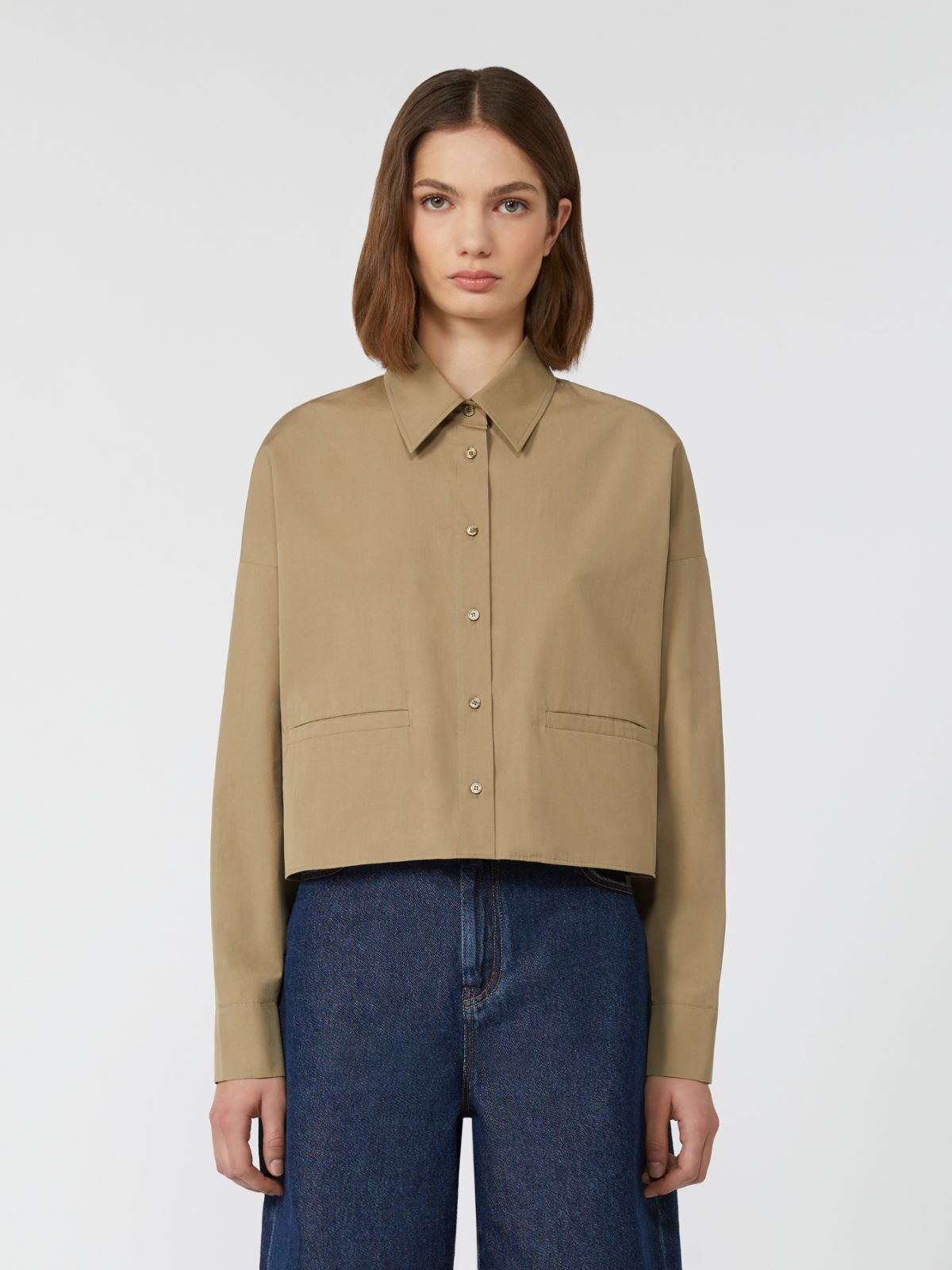 Boxy-fit heavy cotton shirt - Desert