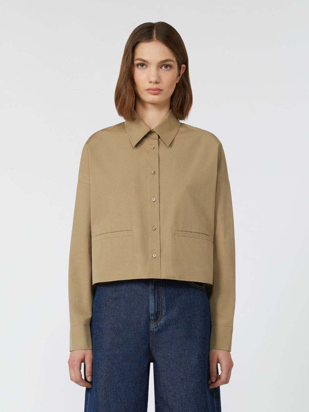 Boxy-fit heavy cotton shirt - Desert