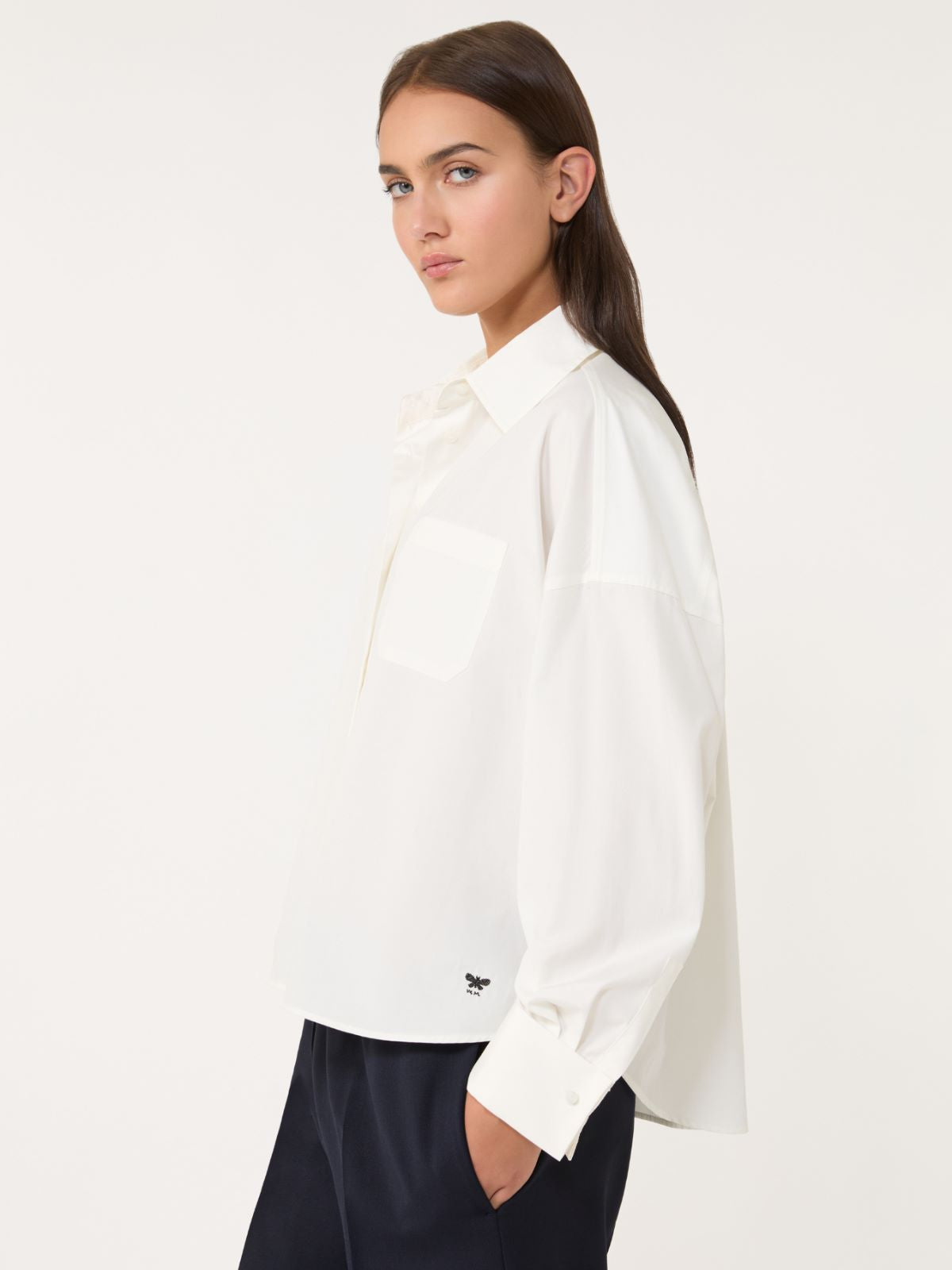 Oversized poplin shirt - White
