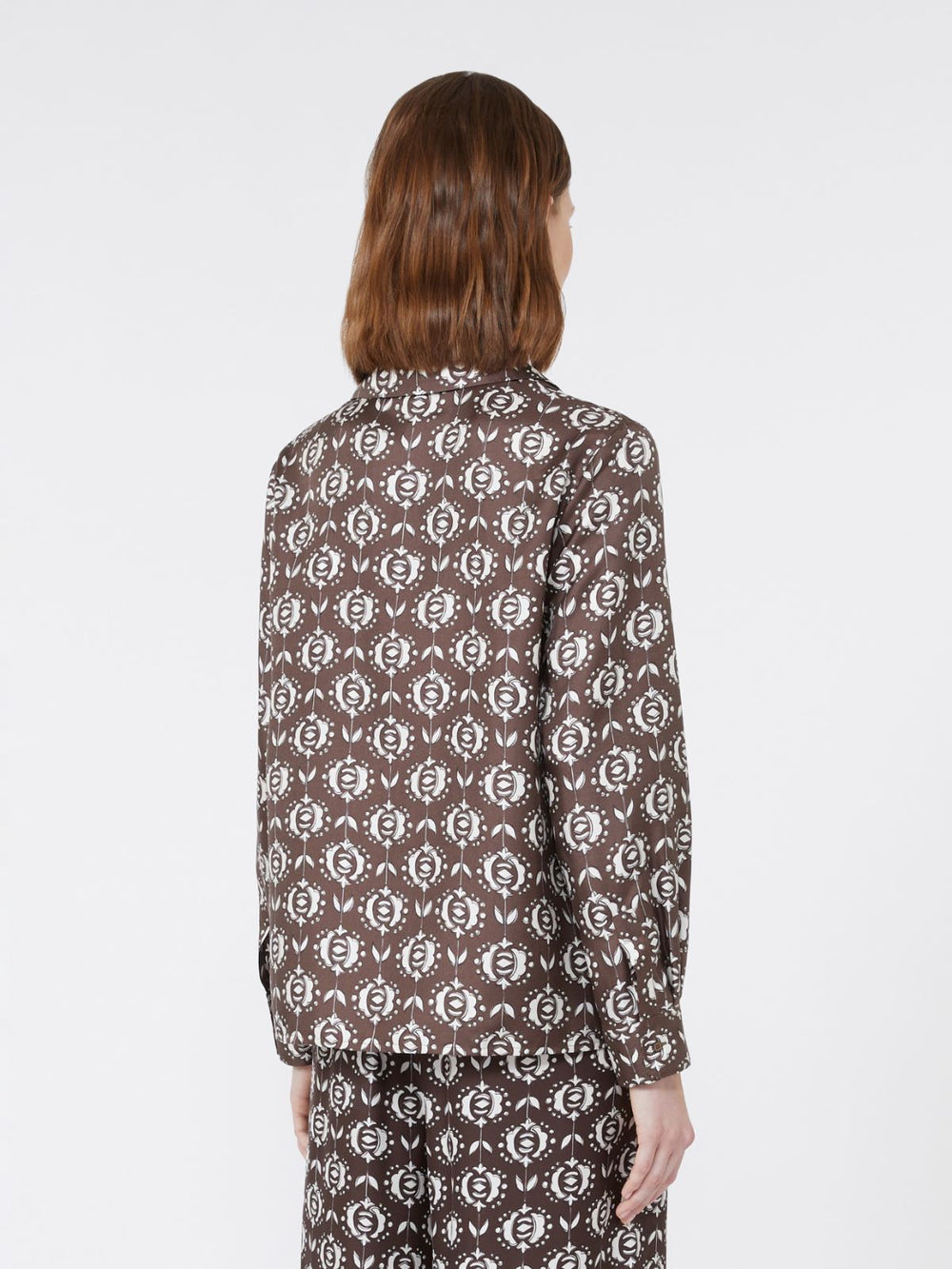 Printed silk pyjama shirt - Brown