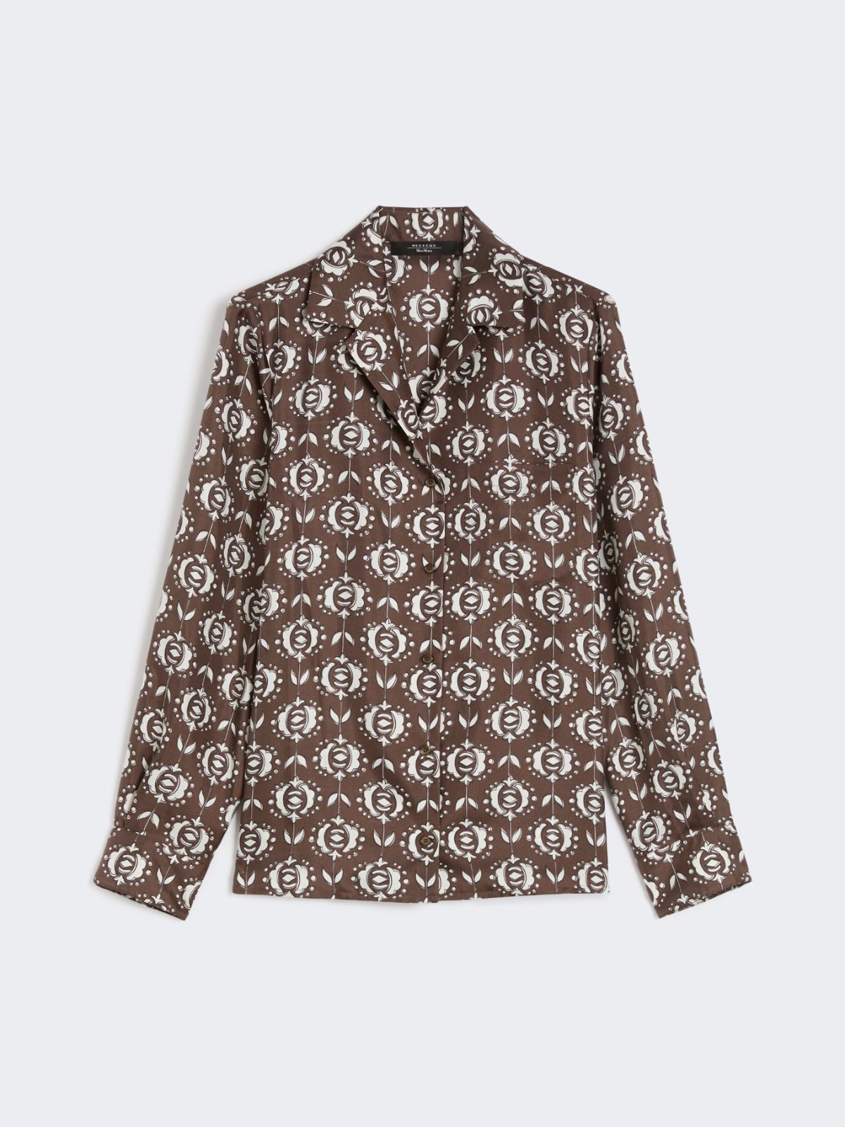 Printed silk pyjama shirt - Brown