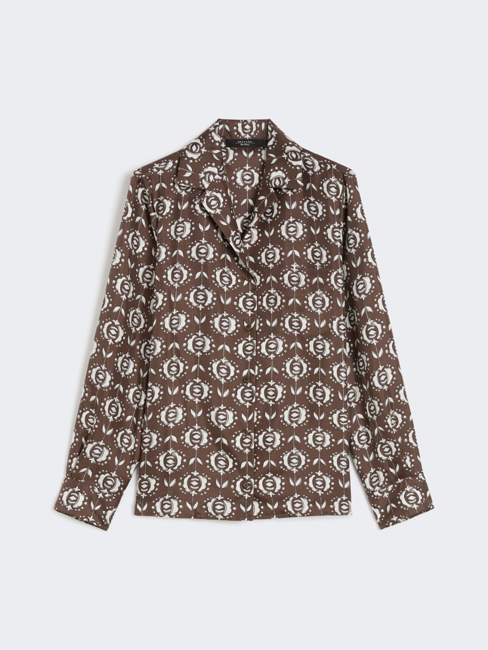 Printed silk pyjama shirt - Brown