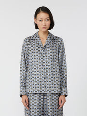 Printed silk pyjama shirt - Light blue