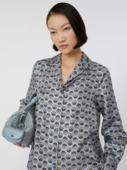 Printed silk pyjama shirt - Light blue