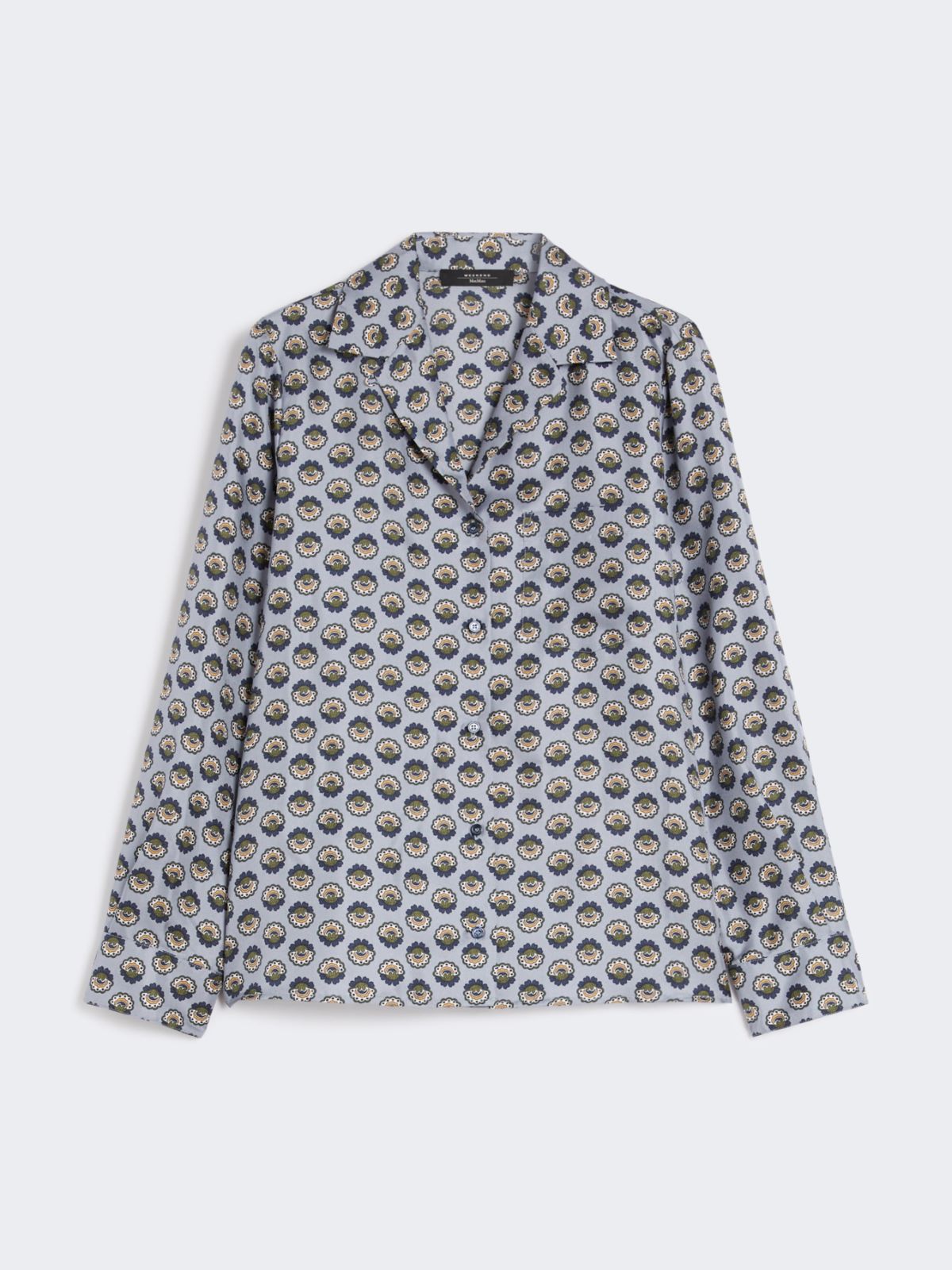 Printed silk pyjama shirt - Light blue