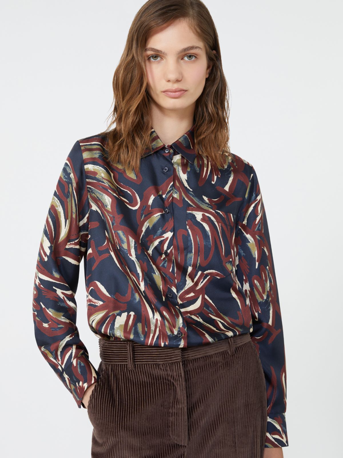 Printed twill shirt - Ultramarine