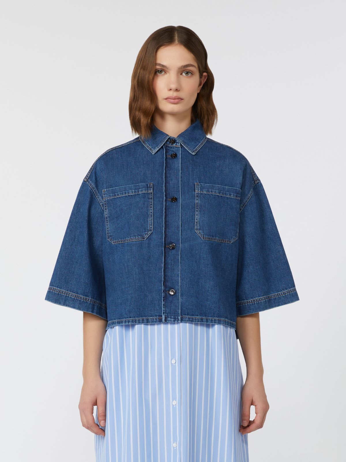 Denim cropped shirt - Navy