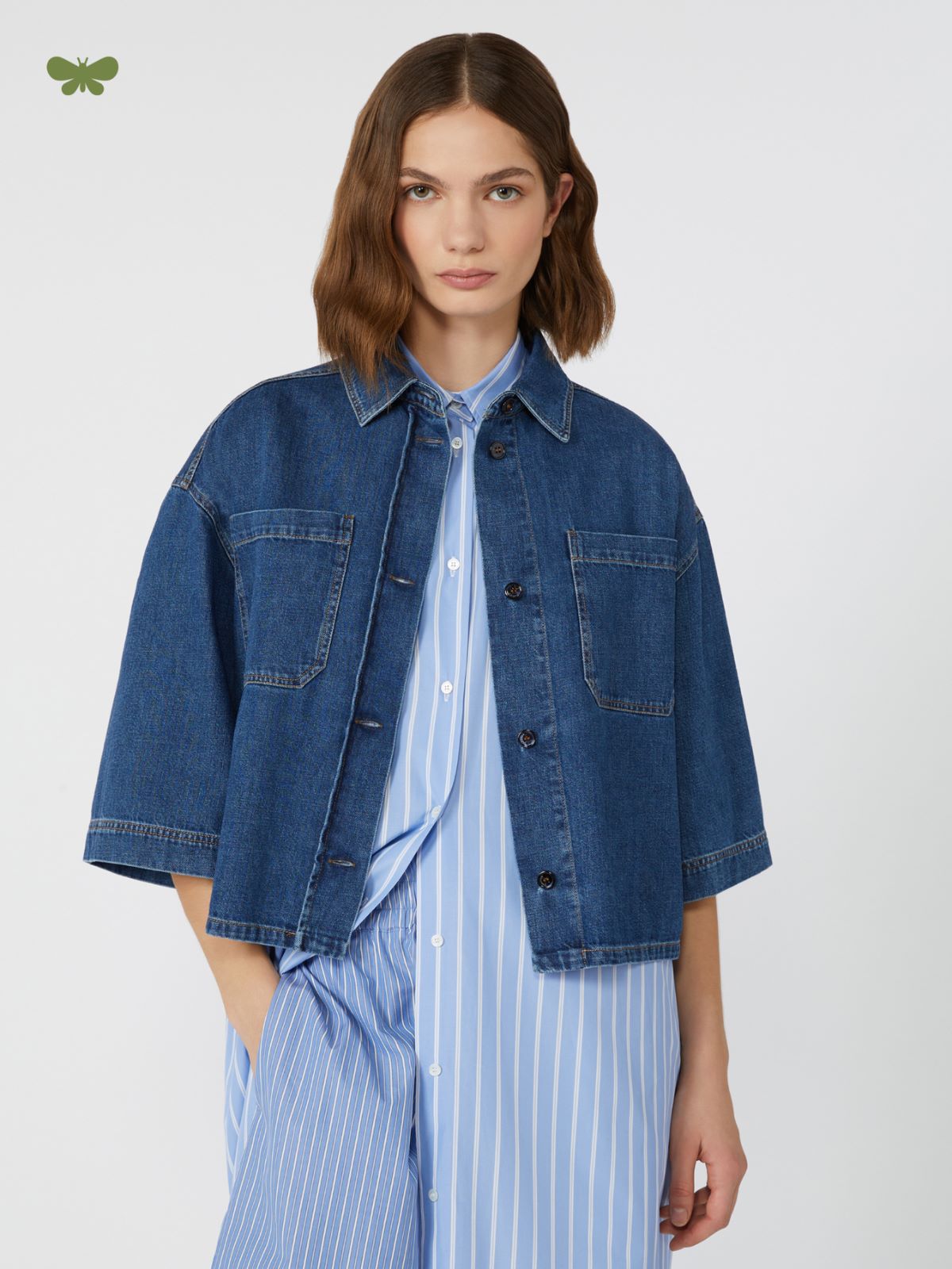 Denim cropped shirt - Navy