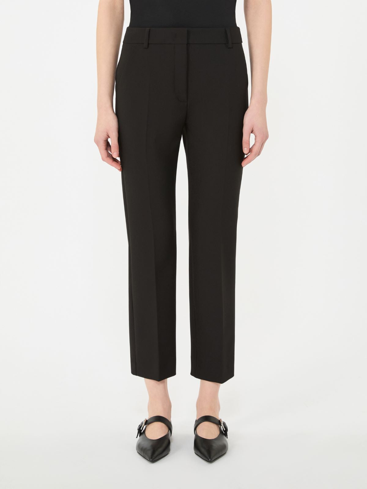 Double-faced viscose canvas trousers - Black