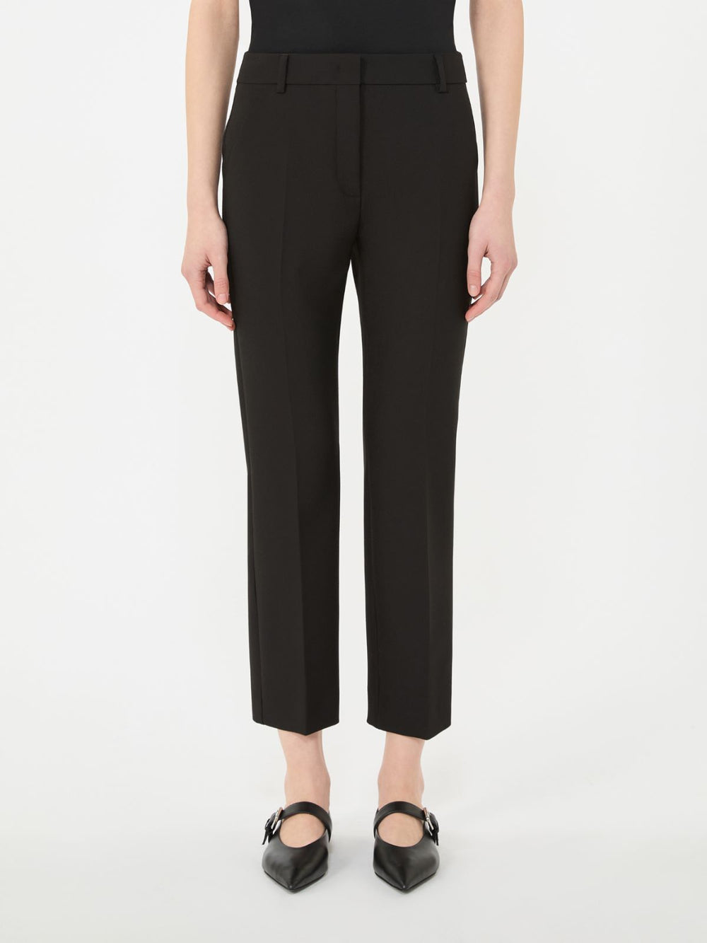 Double-faced viscose canvas trousers - Black