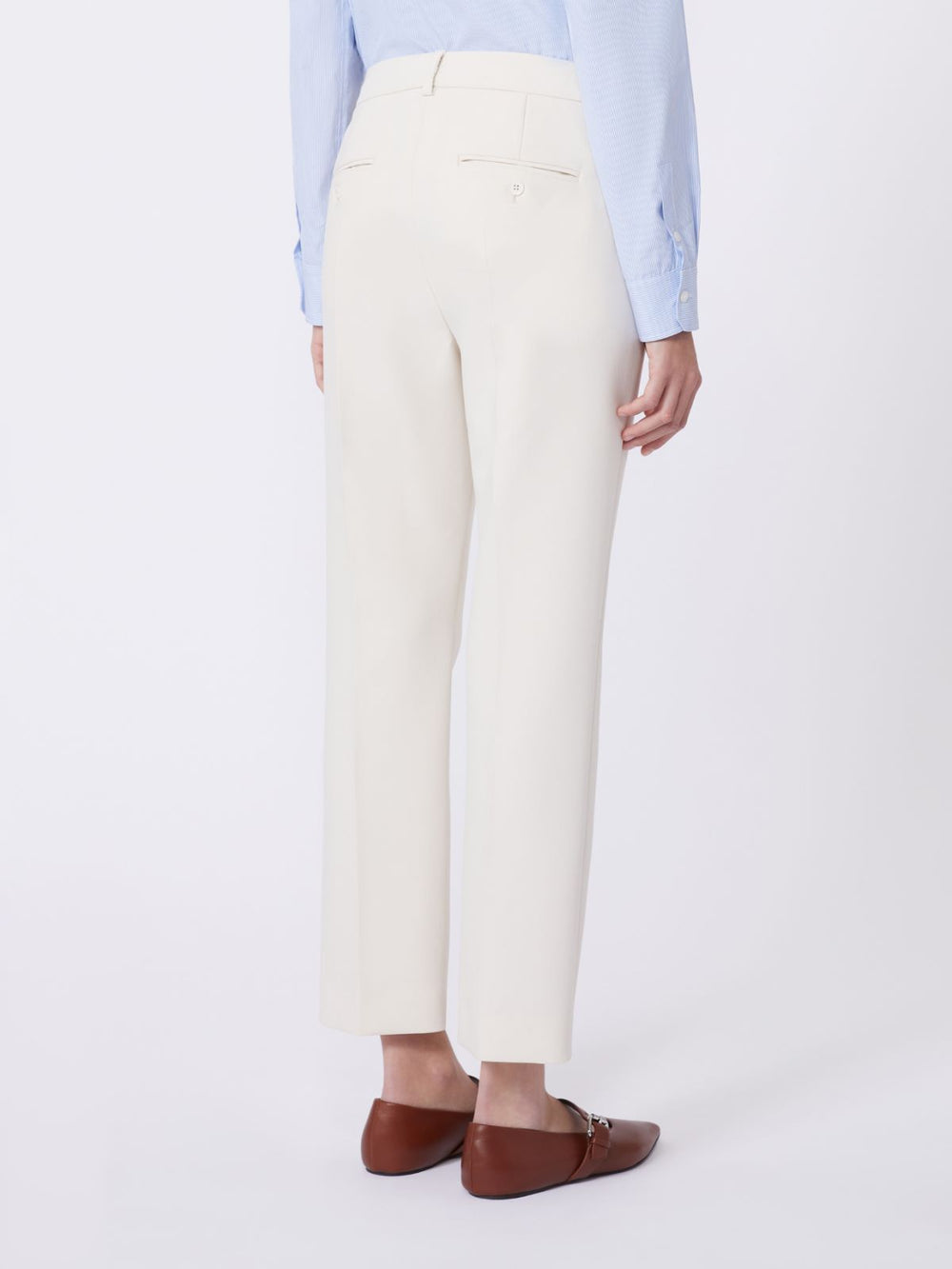 Double-faced viscose canvas trousers - Ivory