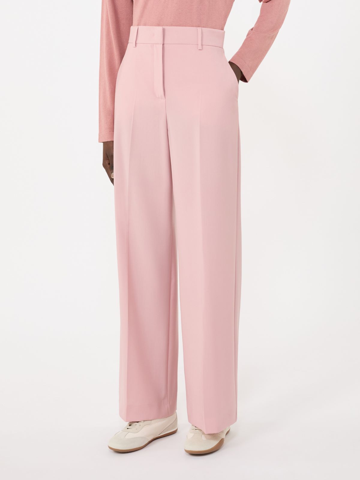 Woollen cloth palazzo trousers - Antique rose