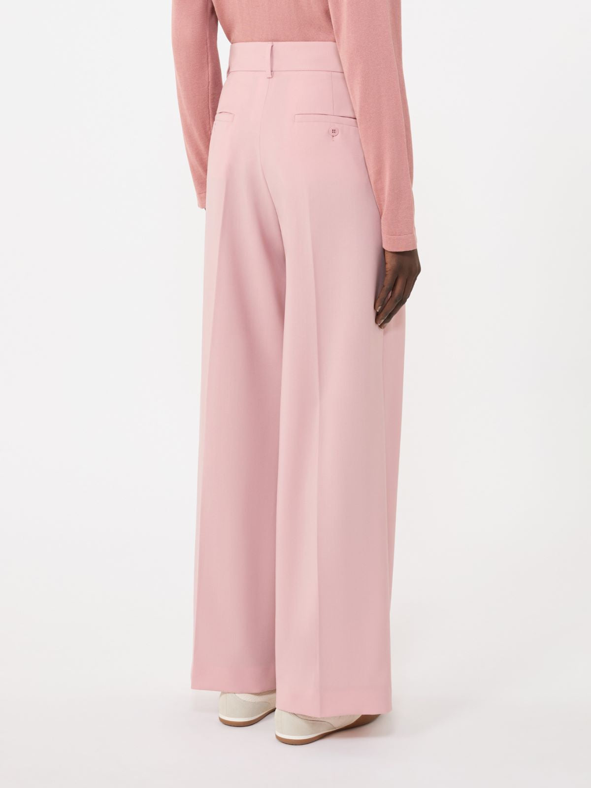 Woollen cloth palazzo trousers - Antique rose