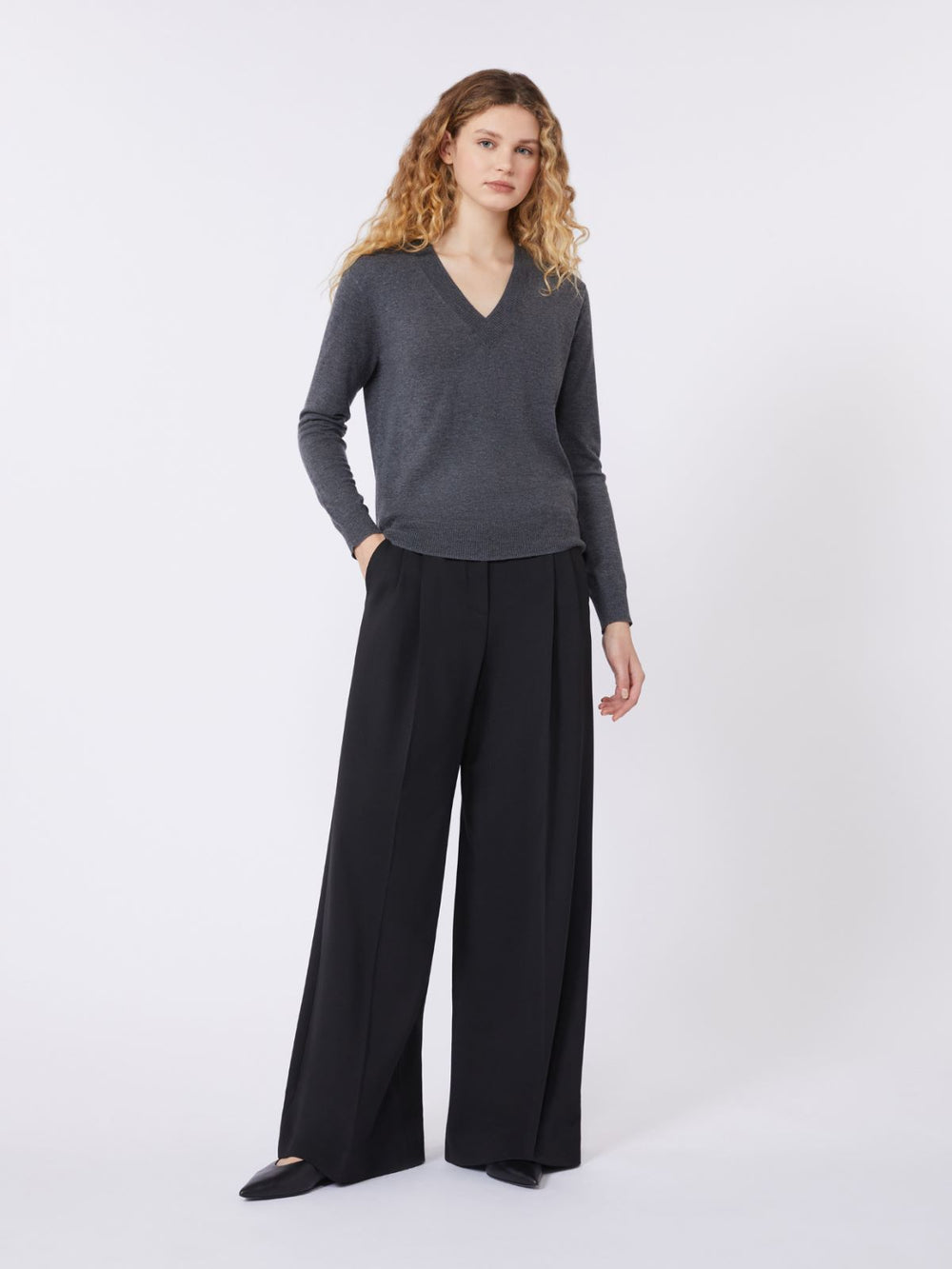 Wool-blend trousers - Black