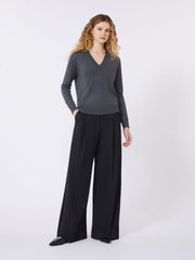 Wool-blend trousers - Black
