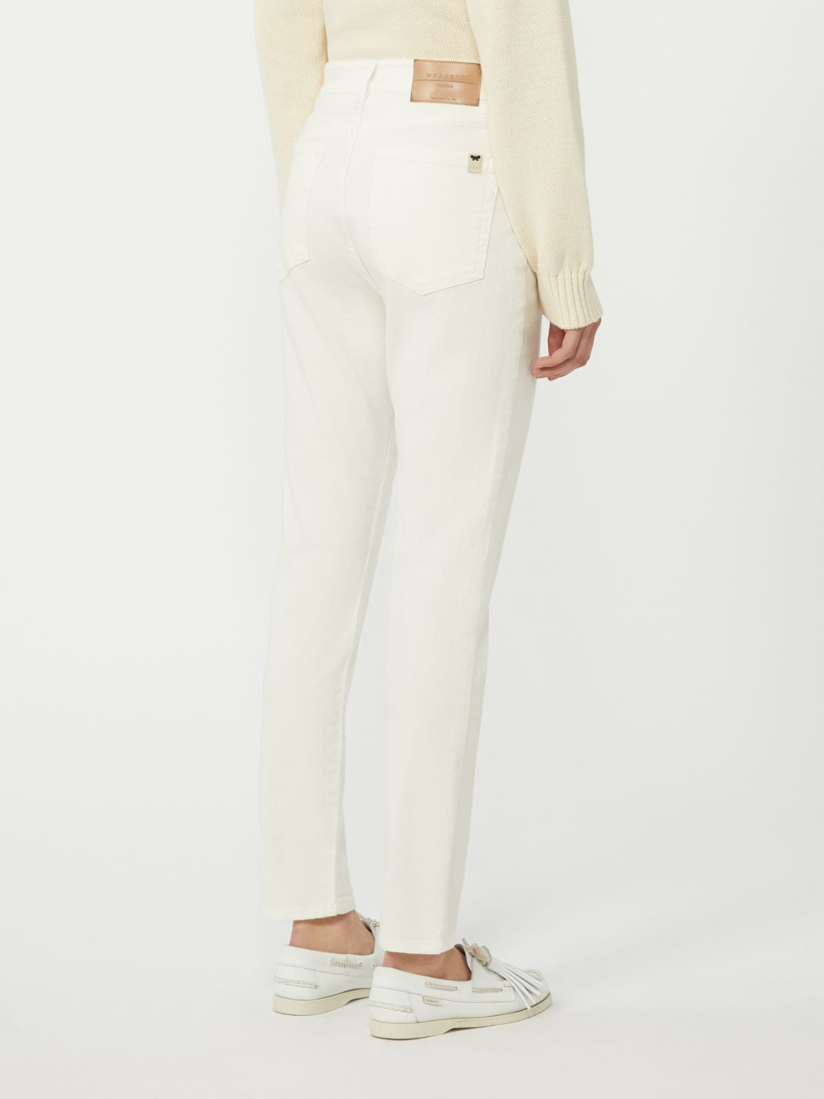 Slim-fit stretch cotton trousers - White