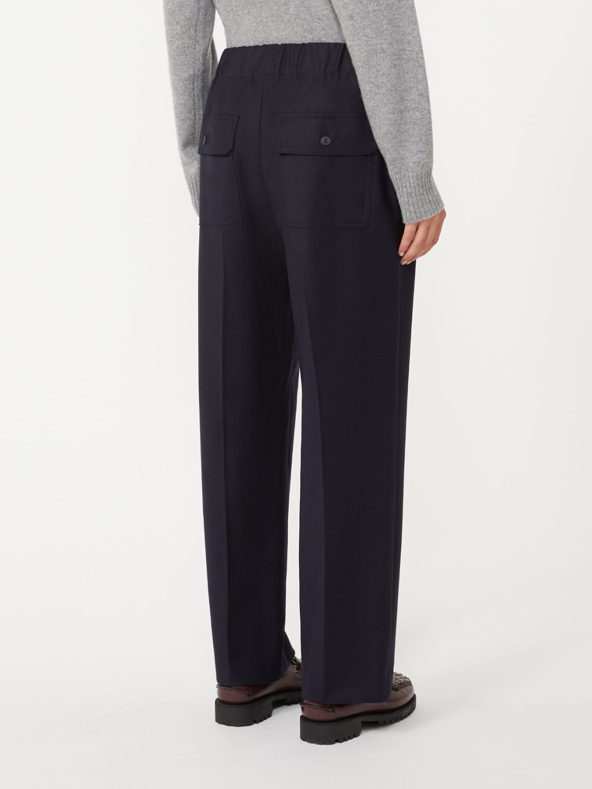 Wool flannel trousers - Navy