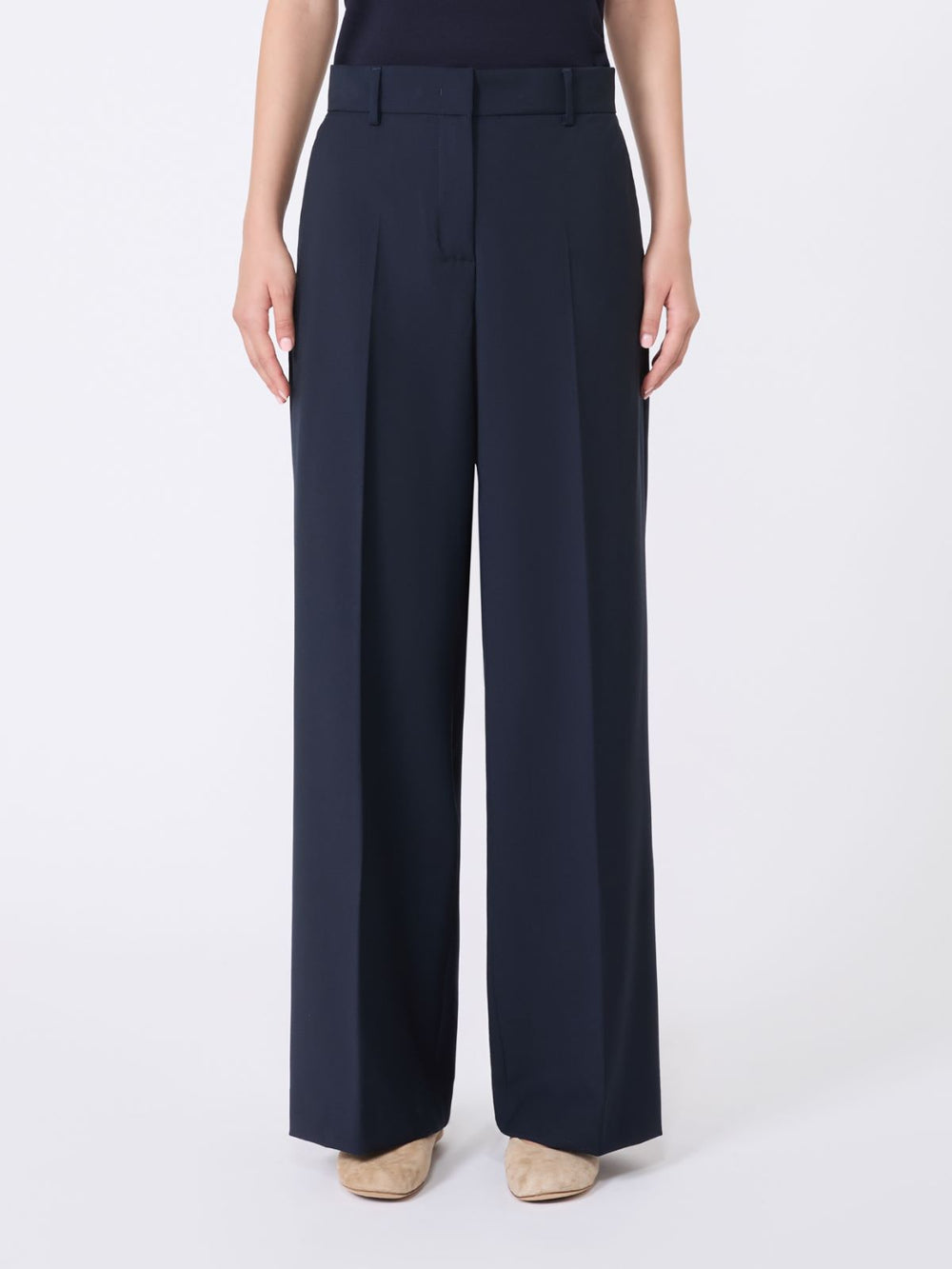 Wool palazzo trousers - Navy