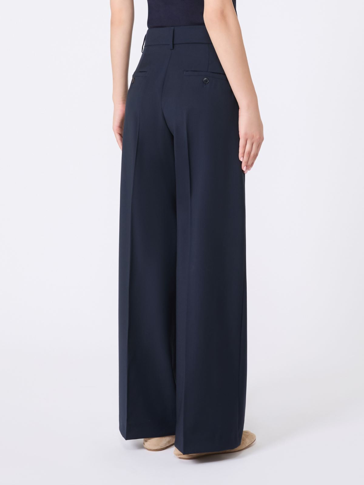 Wool palazzo trousers - Navy