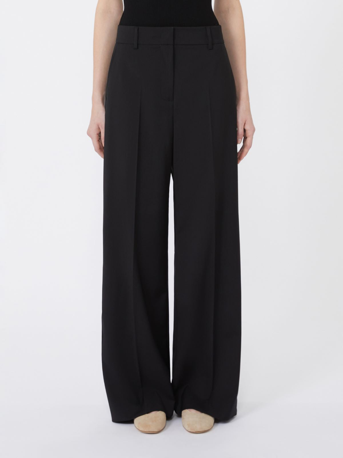 Wool palazzo trousers - Black